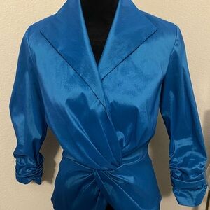 Tadashi Shoji Blue Satin Top